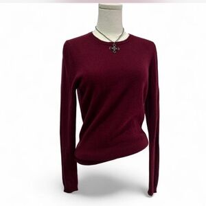 Burgundy Cashmere Long-sleeve Sweater Crewneck MORGAN TAYLOR Small